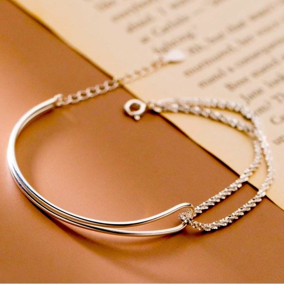 Source Unknown Jewelry - Licol Bracelet Italy .925 Silver Mixed Tubular + Chain Style